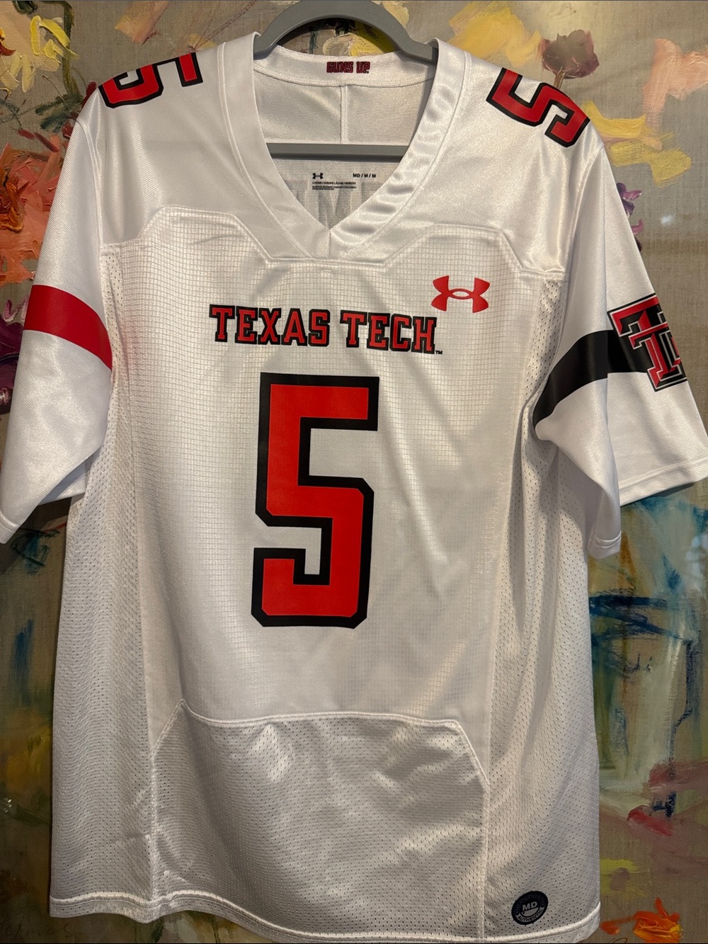 Under Armour White Red Texas Tech #5 MAHOMES Football Jersey